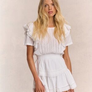 LoveShackFancy Ivory Lace Detail Top